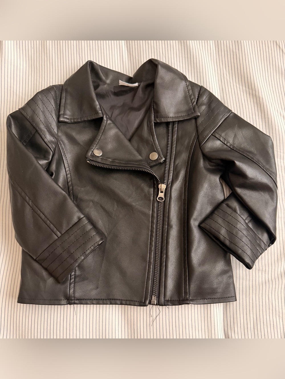 wonder nation Black Faux Leather Kids Moto Jacket